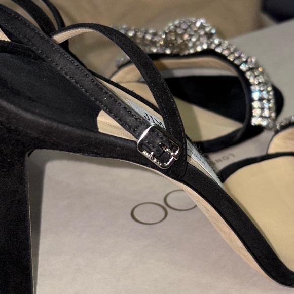 Jimmy Choo Black and Silver Heels with Crystal Embellishments - Picture 9 of 9